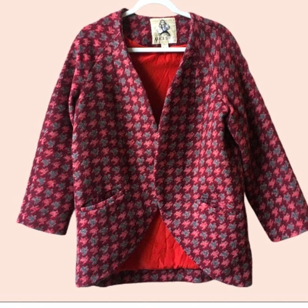 ModCloth Alice’s Pig Wool Houndstooth Plaid  Cape Peacoat Fall Dark Academia